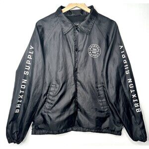 Brixton Supply Mens Windbreaker Jacket Lightweight Snap Button Lined Black Small